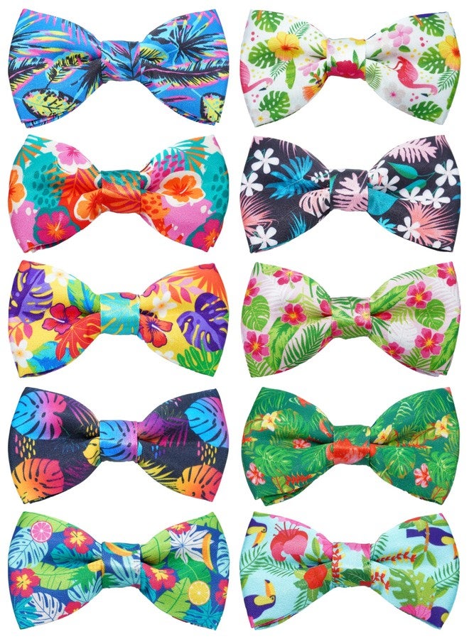 PET SHOW 10 Pack Summer Small Dog Bow Ties Sliding Collar Attachments Puppy Cats Hawaiian Bowties for Medium Dogs Floral Fruit Bowknots Party Holiday Pet Grooming Accessories(Small) - Image 1